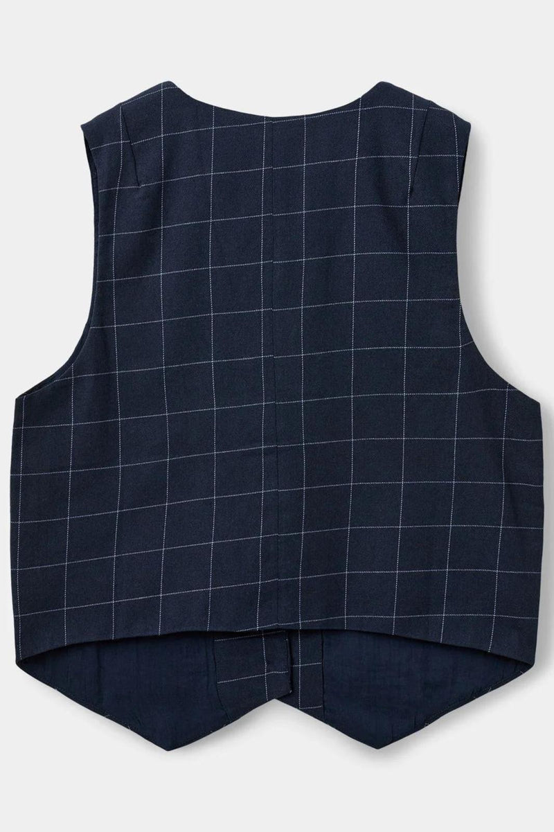 Navy Check Vest