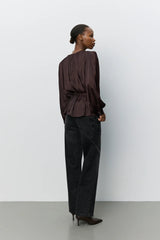 Marthea Balloon Blouse in Dark Plum