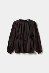 Marthea Balloon Blouse in Dark Plum