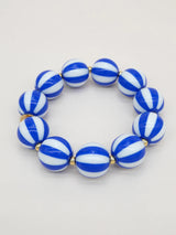 Round Stripe Scrunchie Bracelet in Blue
