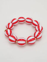Round Stripe Scrunchie Bracelet in Red
