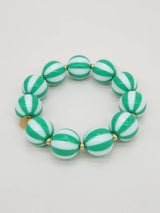 Round Stripe Scrunchie Bracelet in Dark Green