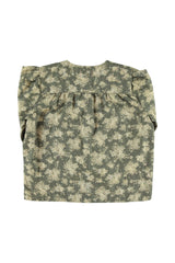 Blouse in Green with Floral Jacquard