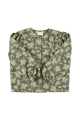 Blouse in Green with Floral Jacquard
