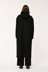 Two Tone Wool Blend Coat in Black