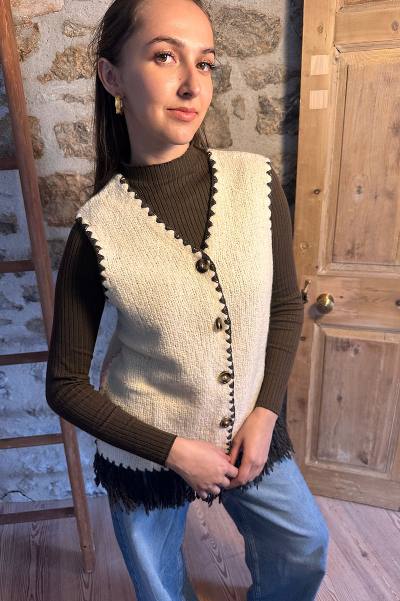 Knit Vest In Ecru