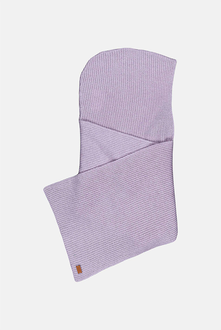 Hooded Knit Scarf in Lilac