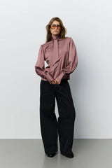 Carina Satin Shirt in Dusty Pink
