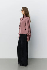 Carina Satin Shirt in Dusty Pink