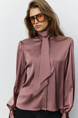 Carina Satin Shirt in Dusty Pink