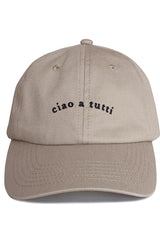 Ciao A Tutti Slogan Baseball Hat in Beige