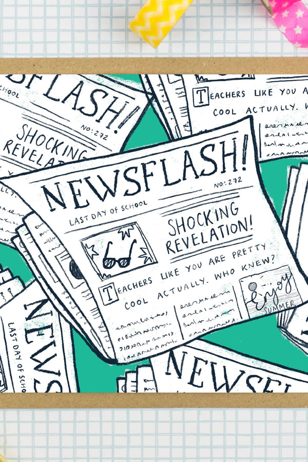 'Newsflash Cool Teacher' Card