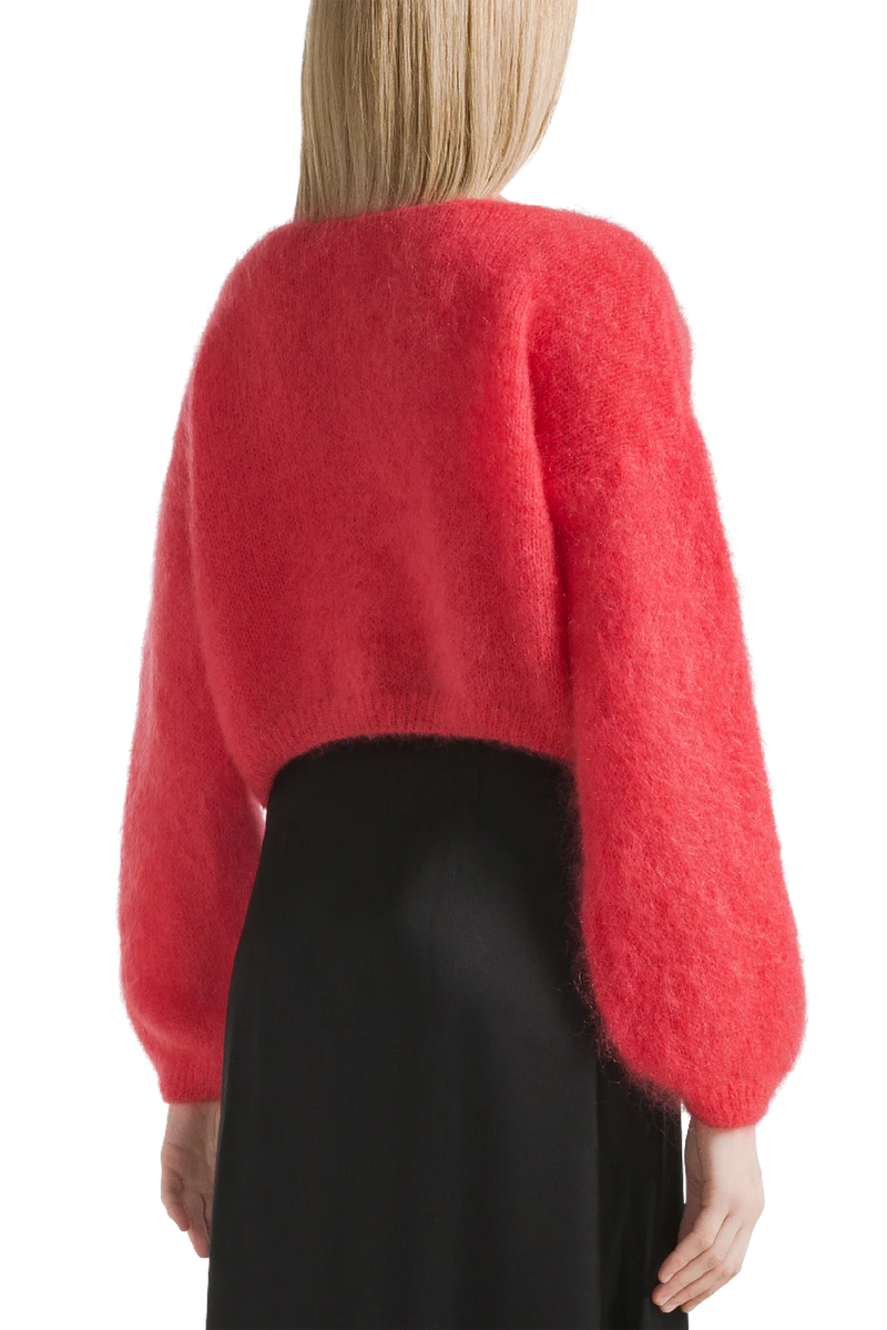 Cropped Mohair Knit in Lipstick Red