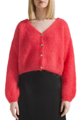 Cropped Mohair Knit in Lipstick Red