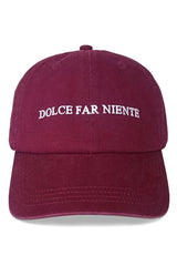 Dolce Far Niente Slogan Hat in Burgundy