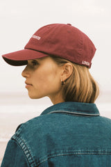 Dolce Far Niente Slogan Hat in Burgundy