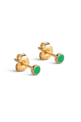 Enamel Dot Studs in Grass Green
