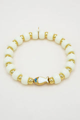 Fish Charm Scrunchie Bracelet in White