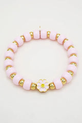 Flower Charm Scrunchie Bracelet in Pink