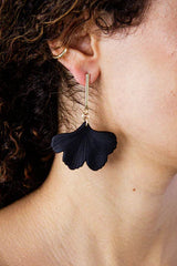 Ginko Drop Earring in Black