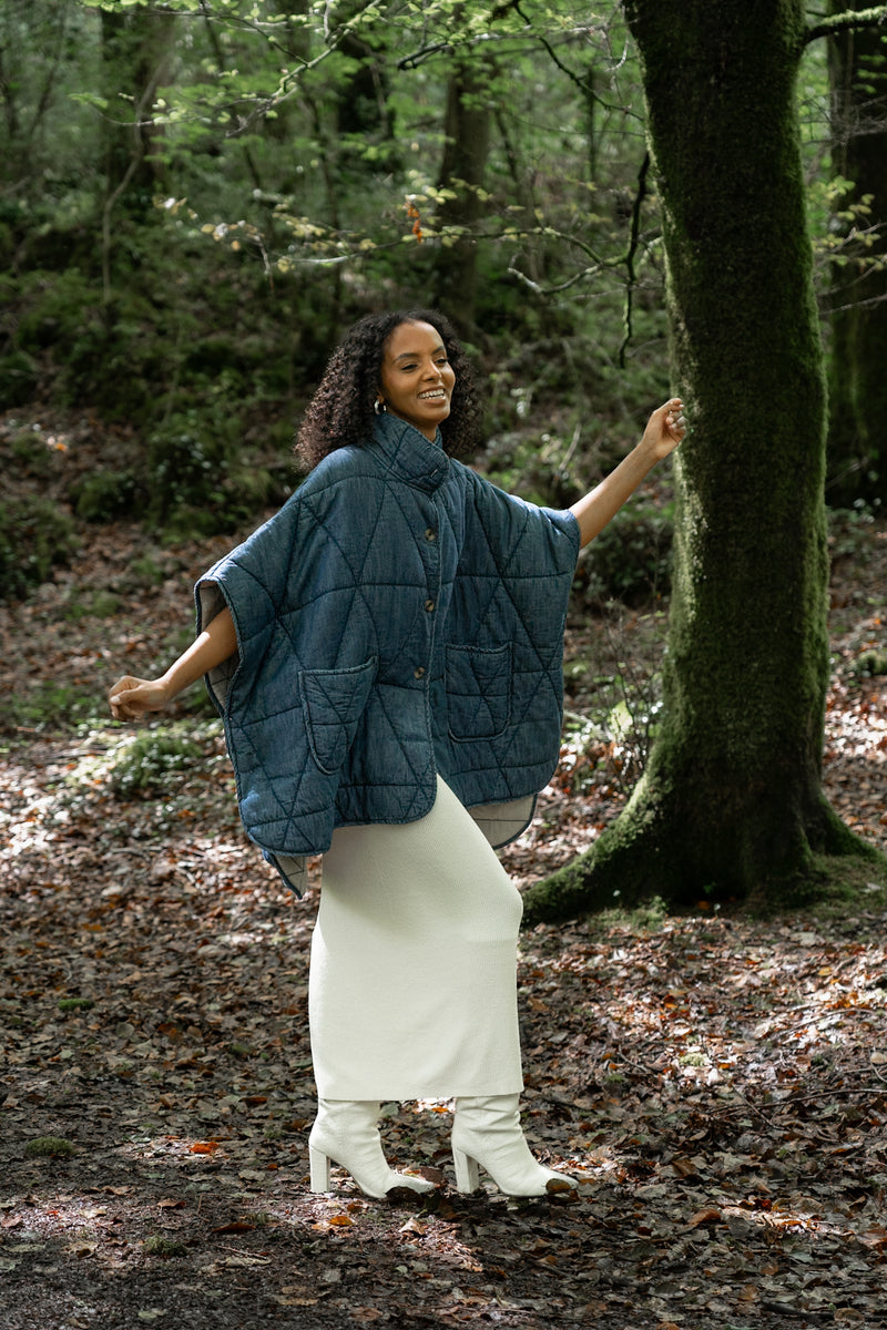 Quilted Denim Cape