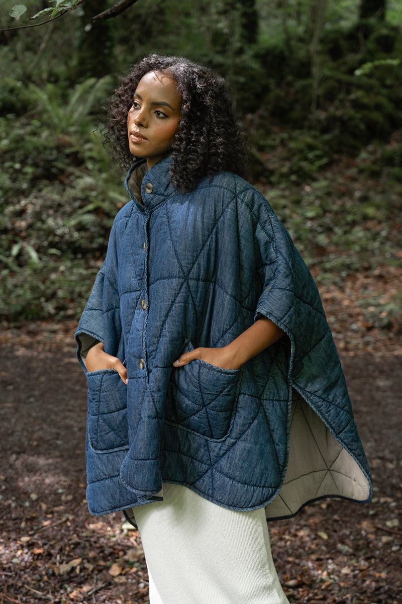 Quilted Denim Cape