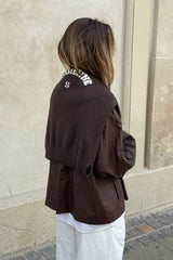 'Parisienne' Slogan Sweater in Dark Brown