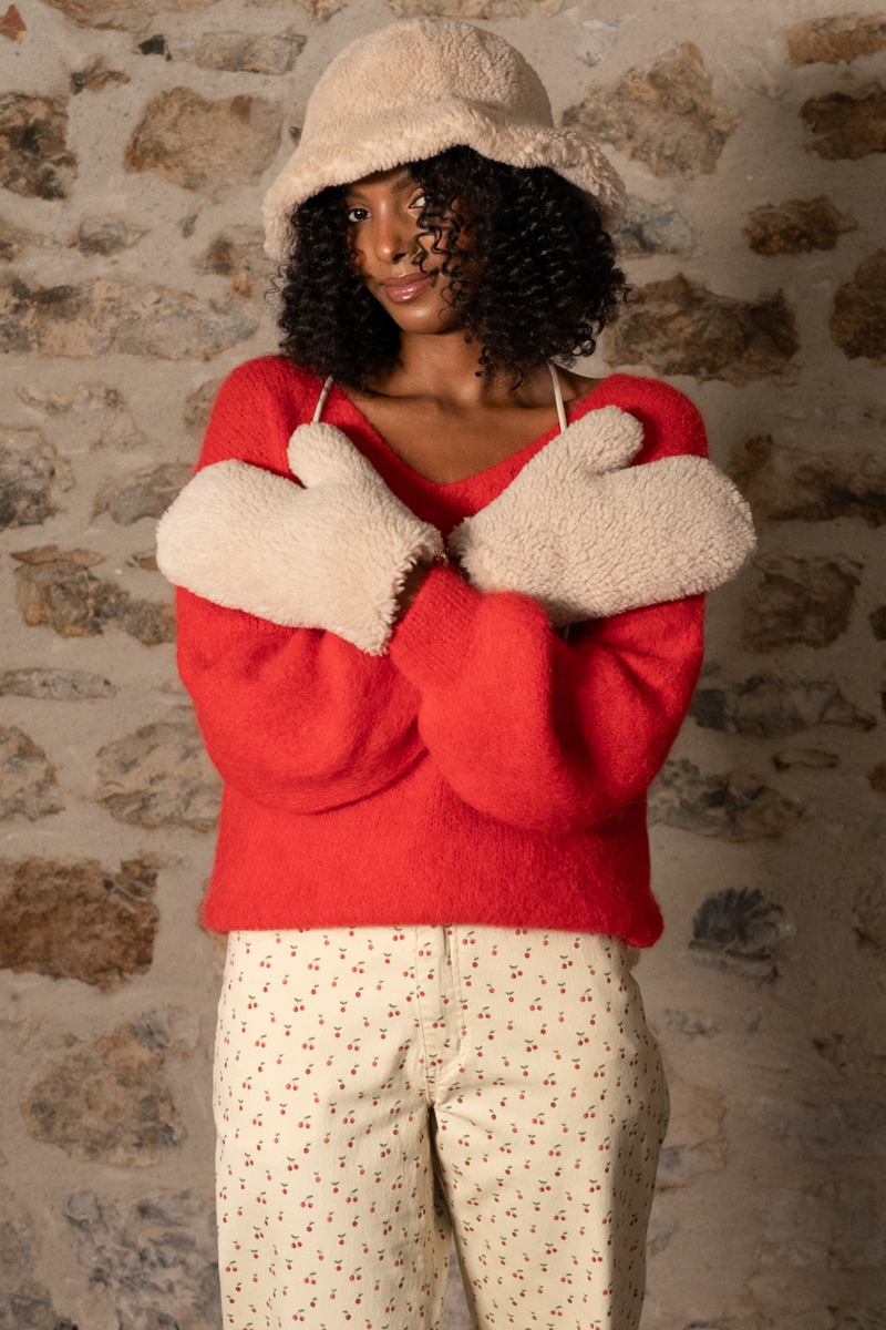 Mohair Knit in Lipstick Red