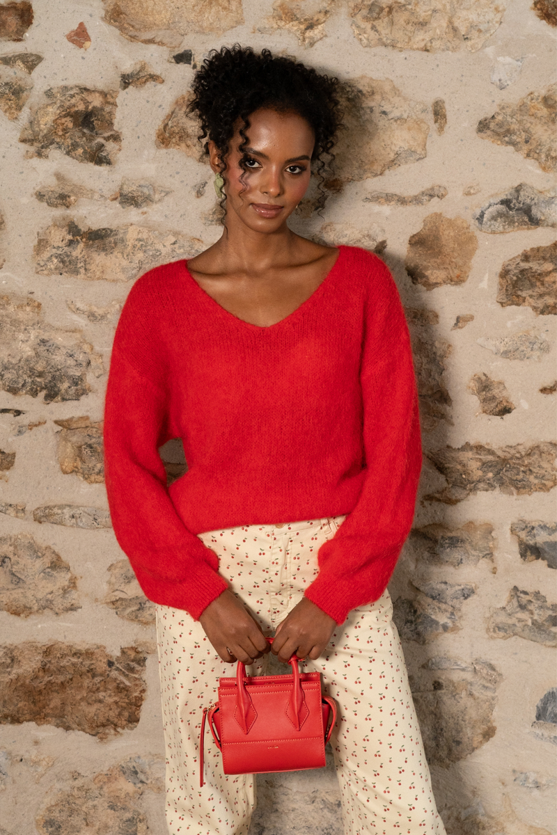 Mohair Knit in Lipstick Red