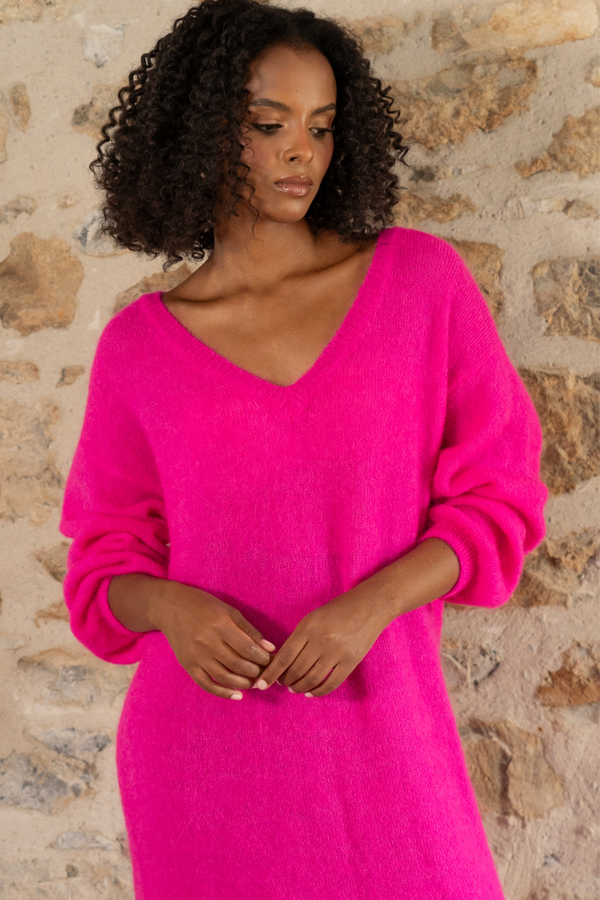 Mohair Sweater Dress in Pink