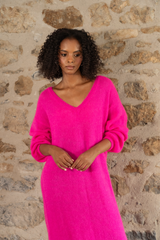 Mohair Sweater Dress in Pink