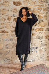 Mohair Sweater Dress in Black