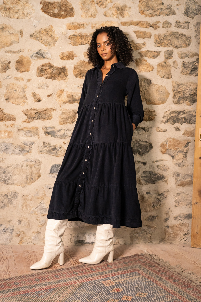 Navy Corduroy Dress