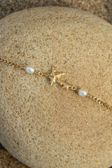Starfish Pearl Bracelet in Gold