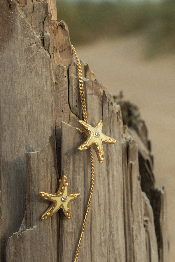 Hammered Starfish Earrings in Golden Haze