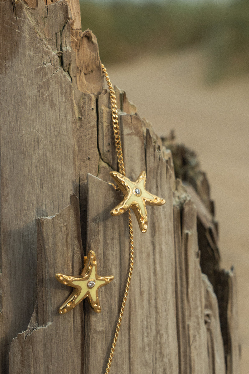 Hammered Starfish Earrings in Golden Haze