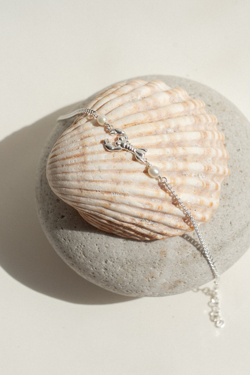 'Your're My Lobster' Pearl Bracelet in Silver