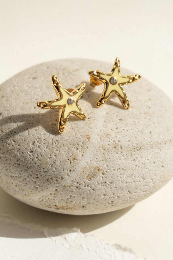 Hammered Starfish Earrings in Golden Haze