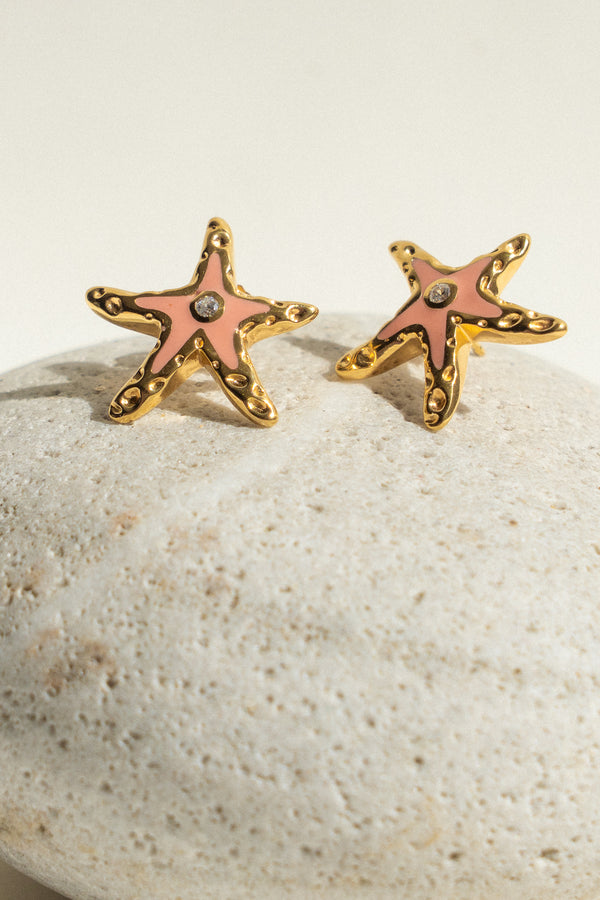 Hammered Starfish Earrings in Pink Dusk