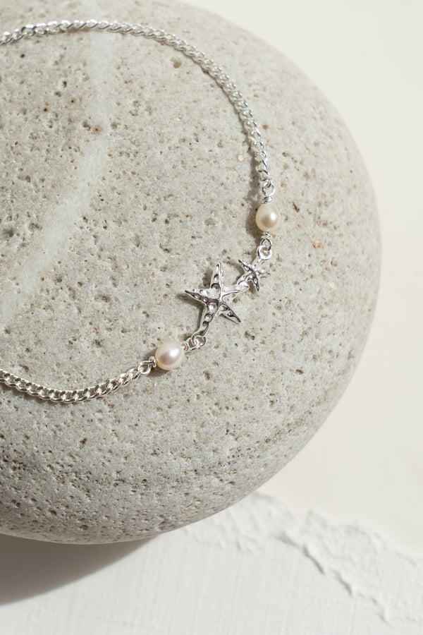 Starfish Pearl Bracelet in Silver