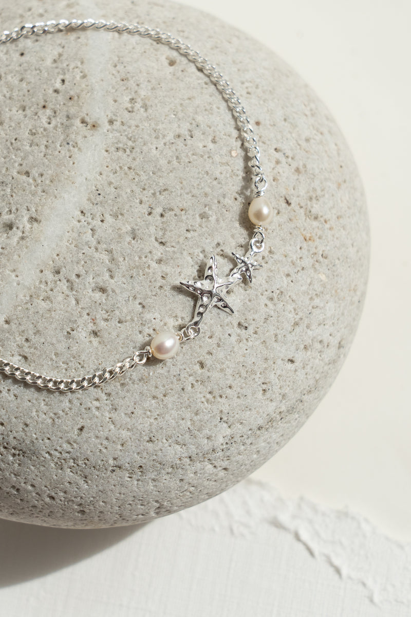 Starfish Pearl Bracelet in Silver