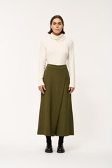 Asymmetric High-Waist Trousers in Khaki