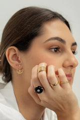 Celt Ring Black in Gold