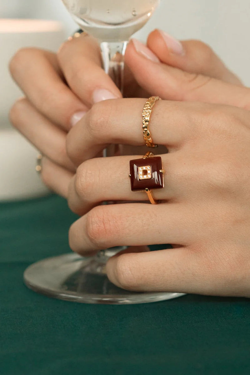 Core Ring Burgundy in Gold