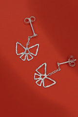 Bow Drop Earrings in Silver