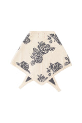 Knitted Bandana in Ecru with Flowers