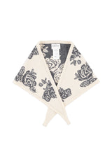 Knitted Bandana in Ecru with Flowers