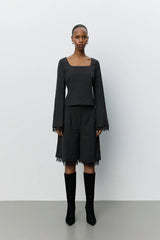 Lacco Suiting Blouse in Dark Grey