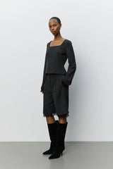 Lacco Suiting Blouse in Dark Grey