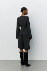 Lacco Suiting Blouse in Dark Grey